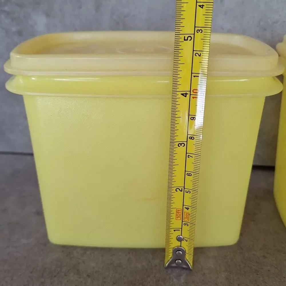 Tupperware vintage 70s Shelf saver small container set of 2 w lids butter yellow